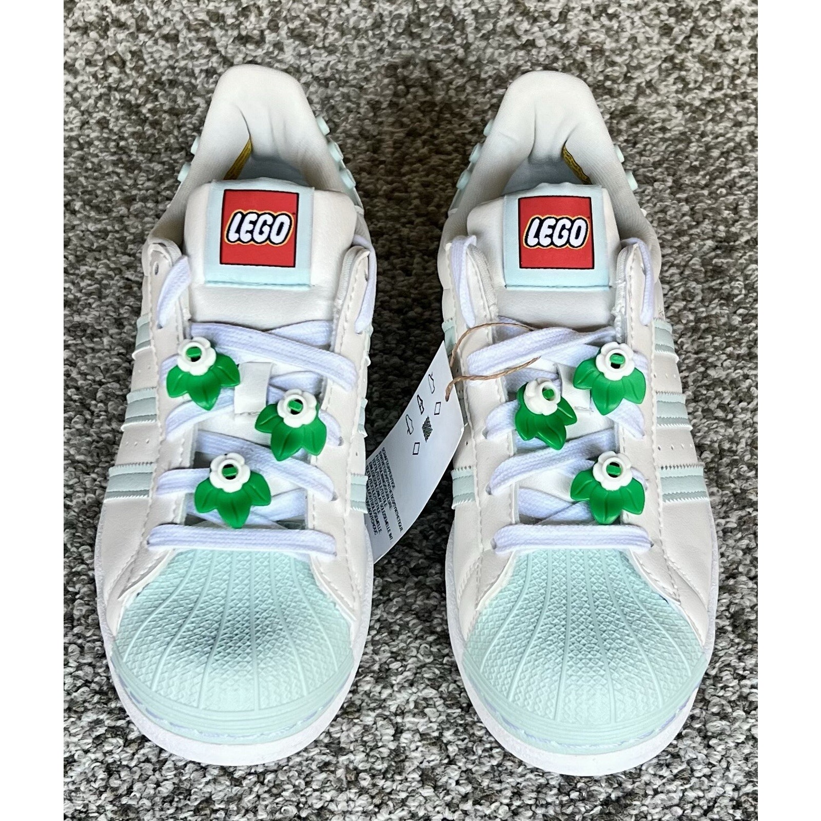 Adidas Lego X Superstar Clear White Ice Mint Women's Shoes 5.5 Us Size Nwb